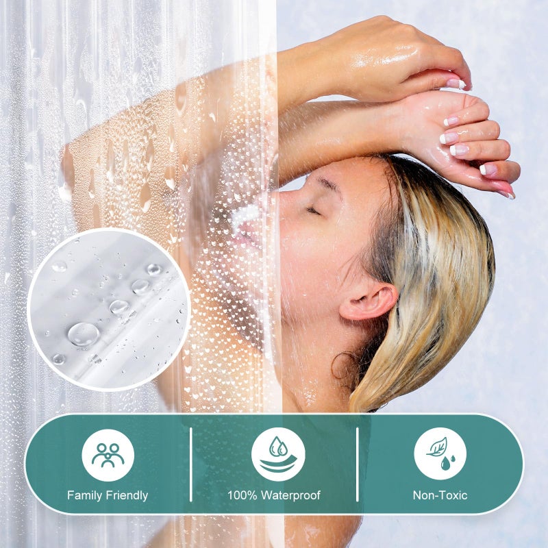AmazerBath Heavy Duty Shower Curtain Liner 12 Gauge, 72 x 65 Inches Clear Shower Curtain Liner with 3 Clear Stones and 12 Grommet Holes, Weighted Plastic Shower Liner - Image 5